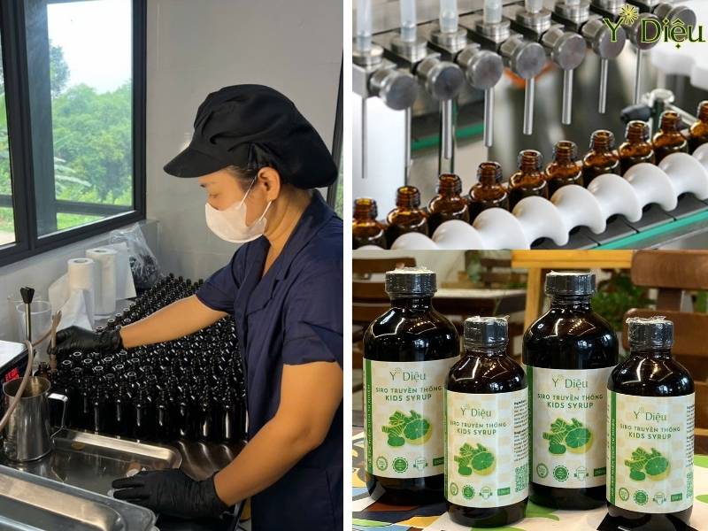 Công nhân Chiết Xuất Cẩn Thận&nbsp;Siro Ho Vào Chai